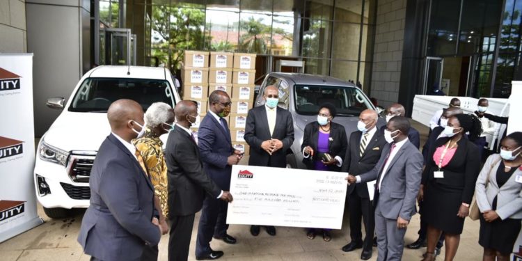 Equity Bank Uganda contributes Double Cabin Pickups and PPE worth UGX 500M to Covid Task Force