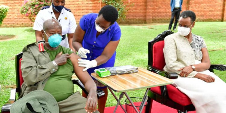 President Museveni, First Lady Receive COVID19 Jabs