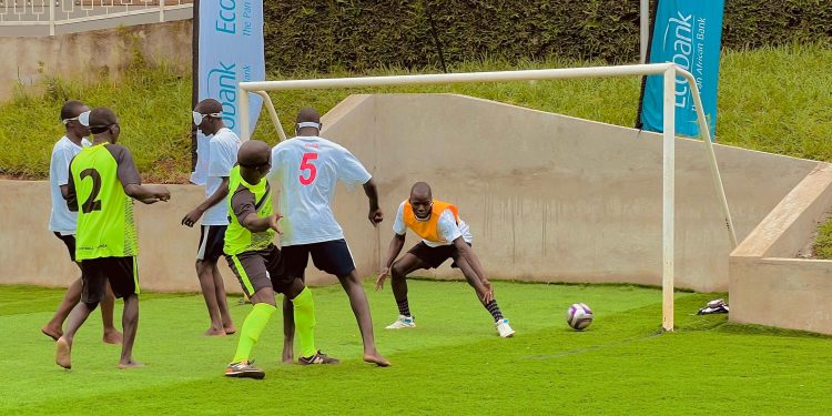 Visually impaired football players put skills on display